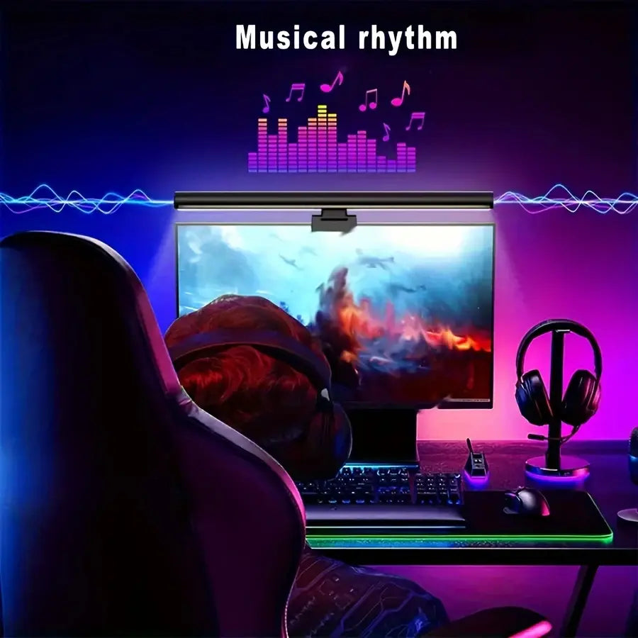 1Pc RGB LED Monitor Light Bar, Usb-Powered, Adjustable Brightness, Multi-Color & White Modes, Atmosphere Lighting, Space-Saving Design for Home Office, Gaming, and Reading - Modern Lighting Solution