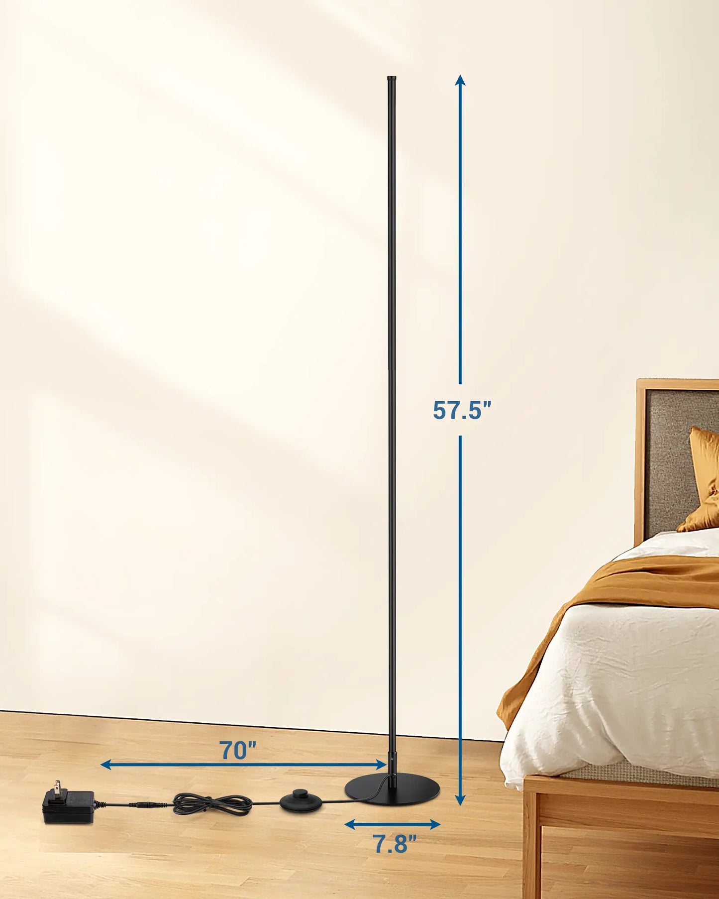 2-Pack 57.5" Minimalist LED Corner Floor Lamp