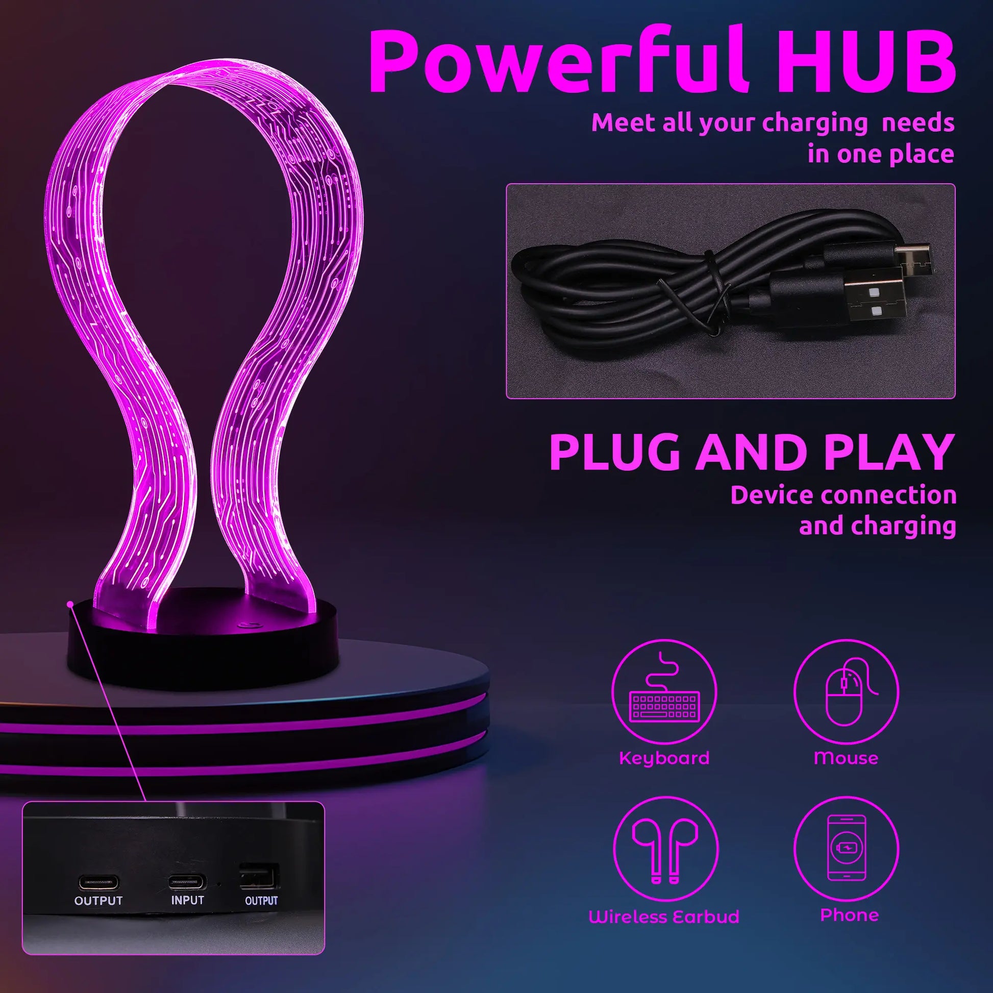 Acrylic Light up Headphone Stand