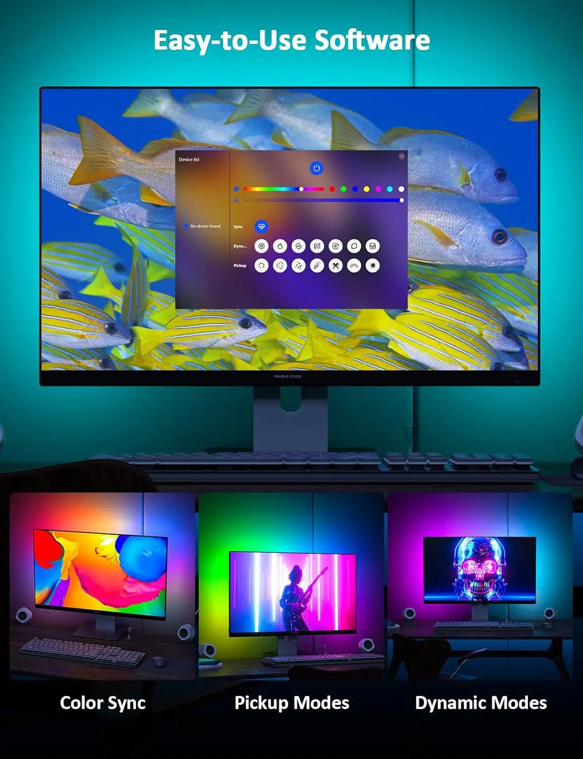 RGBIC LED Strip Light for Gaming, Smart App Control, Music Sync, USB Powered for PC Monitors