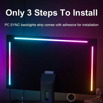 RGBIC LED Gaming Strip – Smart App Control, Music Sync, Usb-Powered for PC Monitors