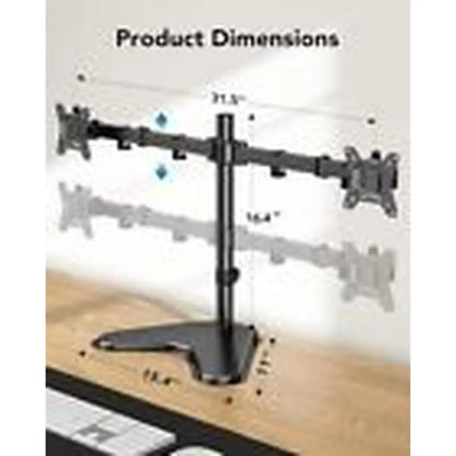 Dual Monitor Stand, Free-Standing Fully Adjustable Dual Monitor Mount Black