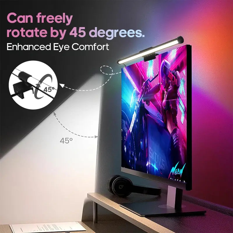 1Pc RGB LED Monitor Light Bar, Usb-Powered, Adjustable Brightness, Multi-Color & White Modes, Atmosphere Lighting, Space-Saving Design for Home Office, Gaming, and Reading - Modern Lighting Solution