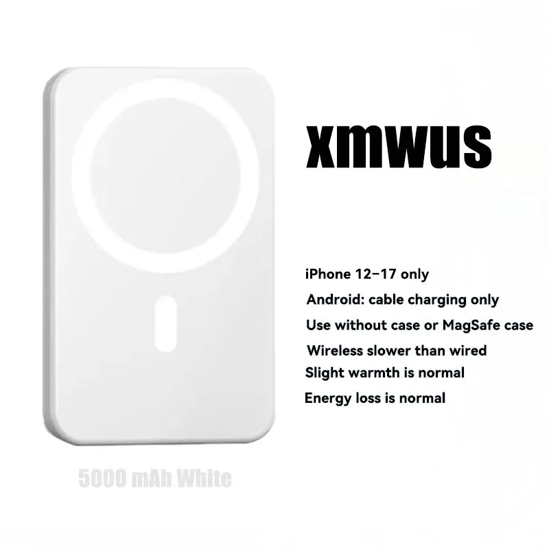 [Dealsforyoudays]5000Mah Magnetic Power Bank for Iphone 12–17 Series, Works Best with Magsafe Case or No Case, Portable Wireless Charger Summerwins