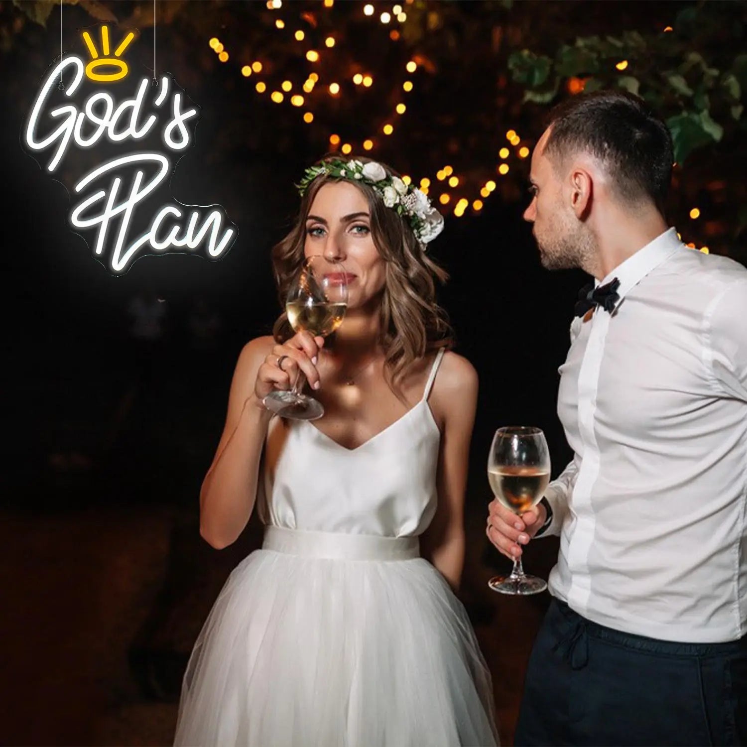 "God'S Plan" Neon Sign, Crown Shaped Design LED Neon Light