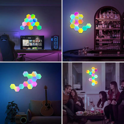 Smart Hexagon Lights DIY 8Pack LED Light App & Remote Controlled Music Sync