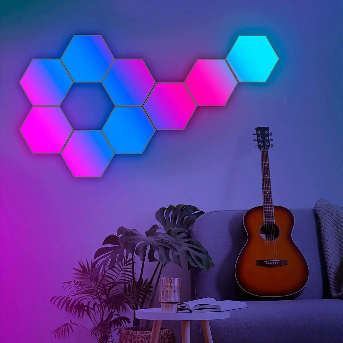 Smart Hexagon Lights DIY 8Pack LED Light App & Remote Controlled Music Sync