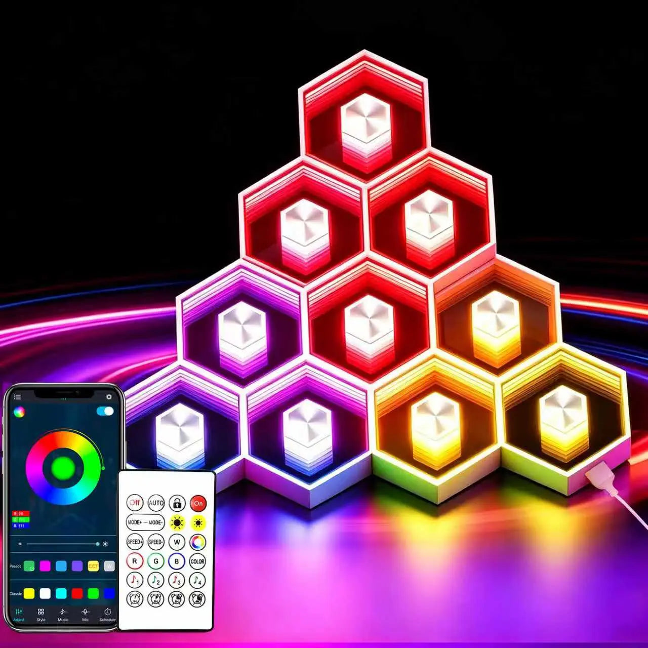 Yocrostar Hexagon LED Wall Lights - Smart app