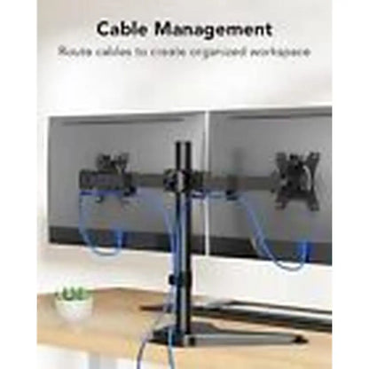Dual Monitor Stand, Free-Standing Fully Adjustable Dual Monitor Mount Black