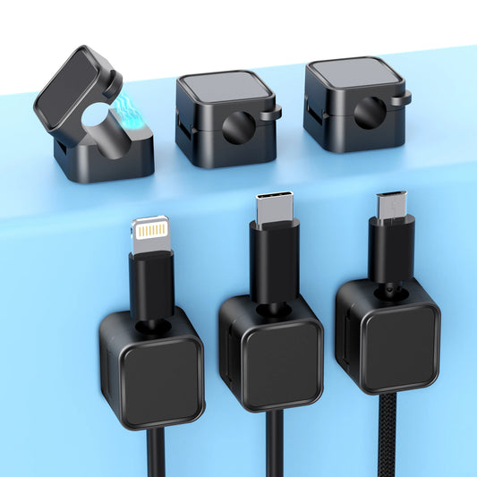 Magnetic Cable Organizer Set, 6 Pieces per Box Efficient Cable Management for Home, Office, Car, Desk and Nightstand