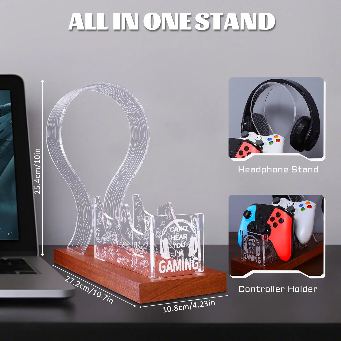 LED Gaming Headphone Stand with Controller Holder