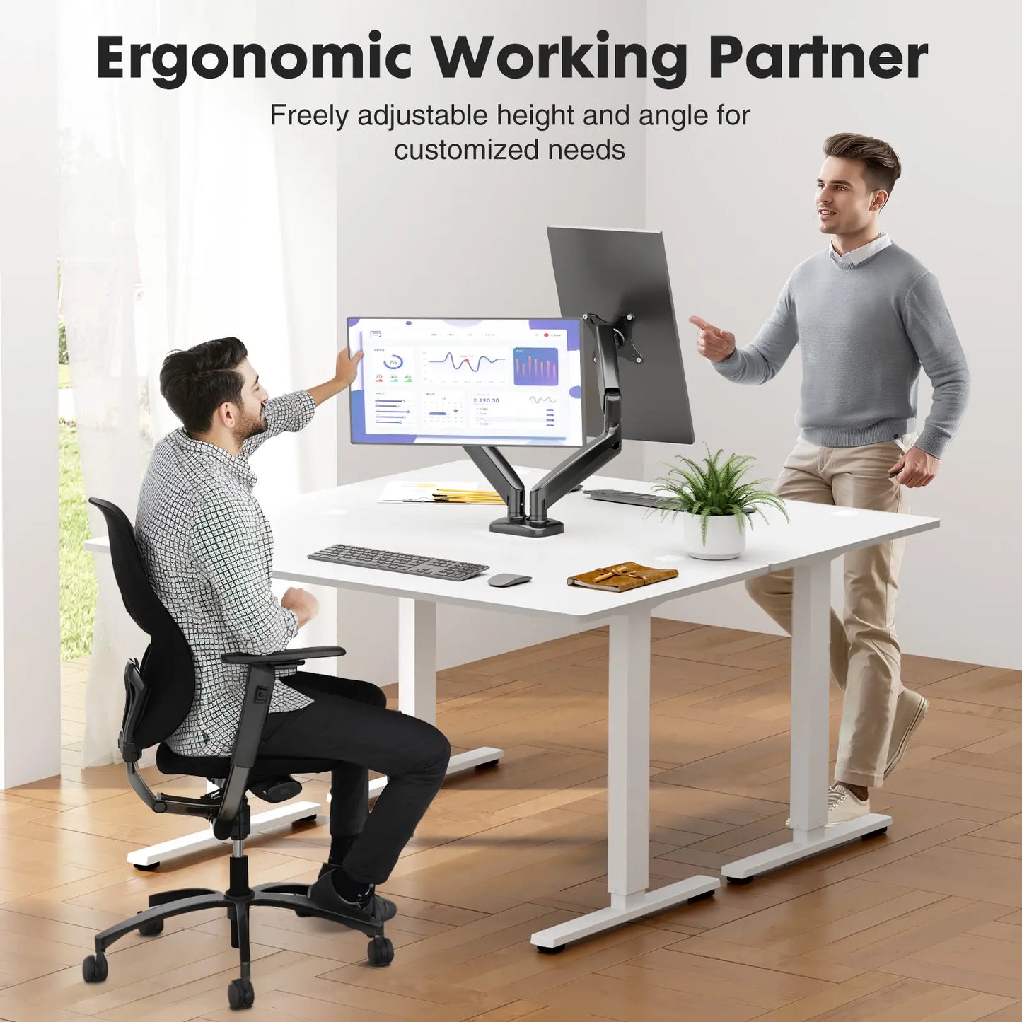 Monitor Stand - Adjustable Desk Mount Arm for 15-27 Inch Monitors