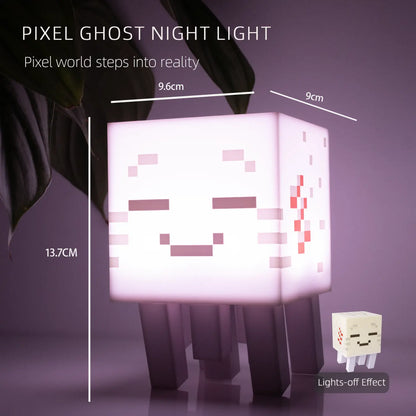 DIYCOM 3D Printed Pixel Ghost LED Night Light, Handmade Lamp with Four Solid Color Modes