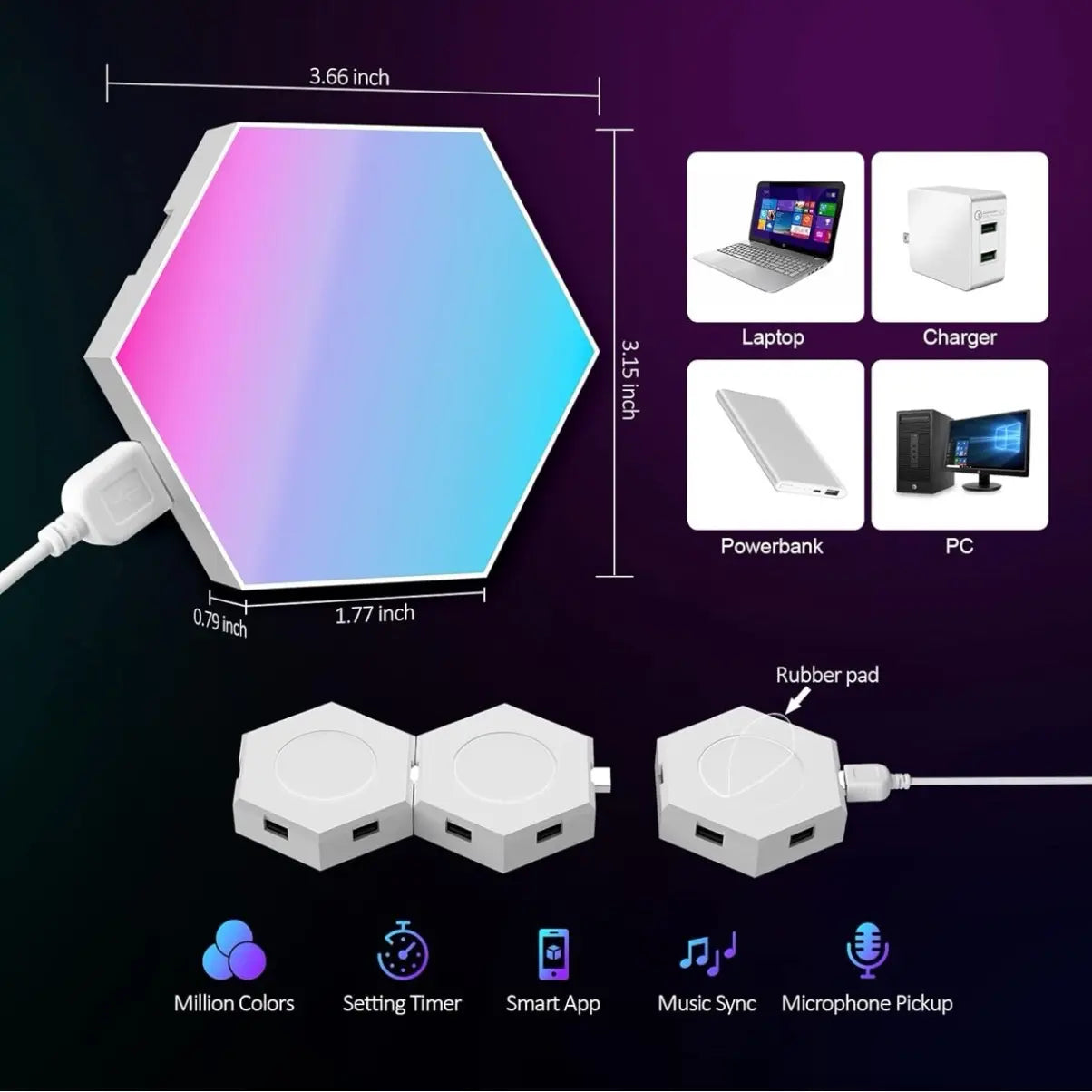 6-Pack Hexagon Lights with Remote