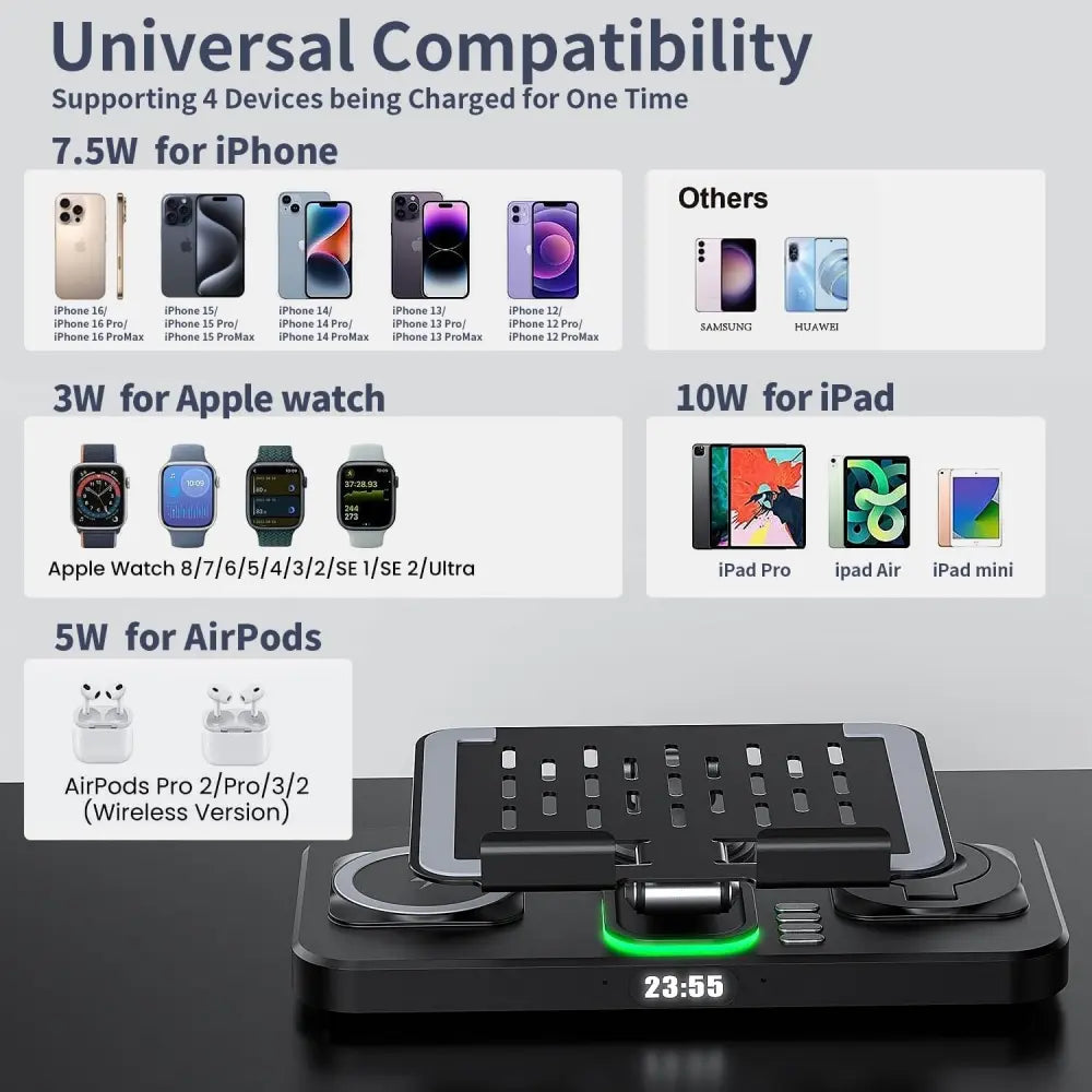 Wireless Charger 6 in 1 Wireless Charging Station for Multiple Devices