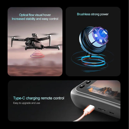 Professional GPS Drone with 4.5" HD LCD Controller, 3000M Remote Control Range, Brushless Motor, Optical Flow Positioning, Ultrasonic Altitude Hold, Surround Flight, One-Key Return, Christmas Gift for Adults & Beginners