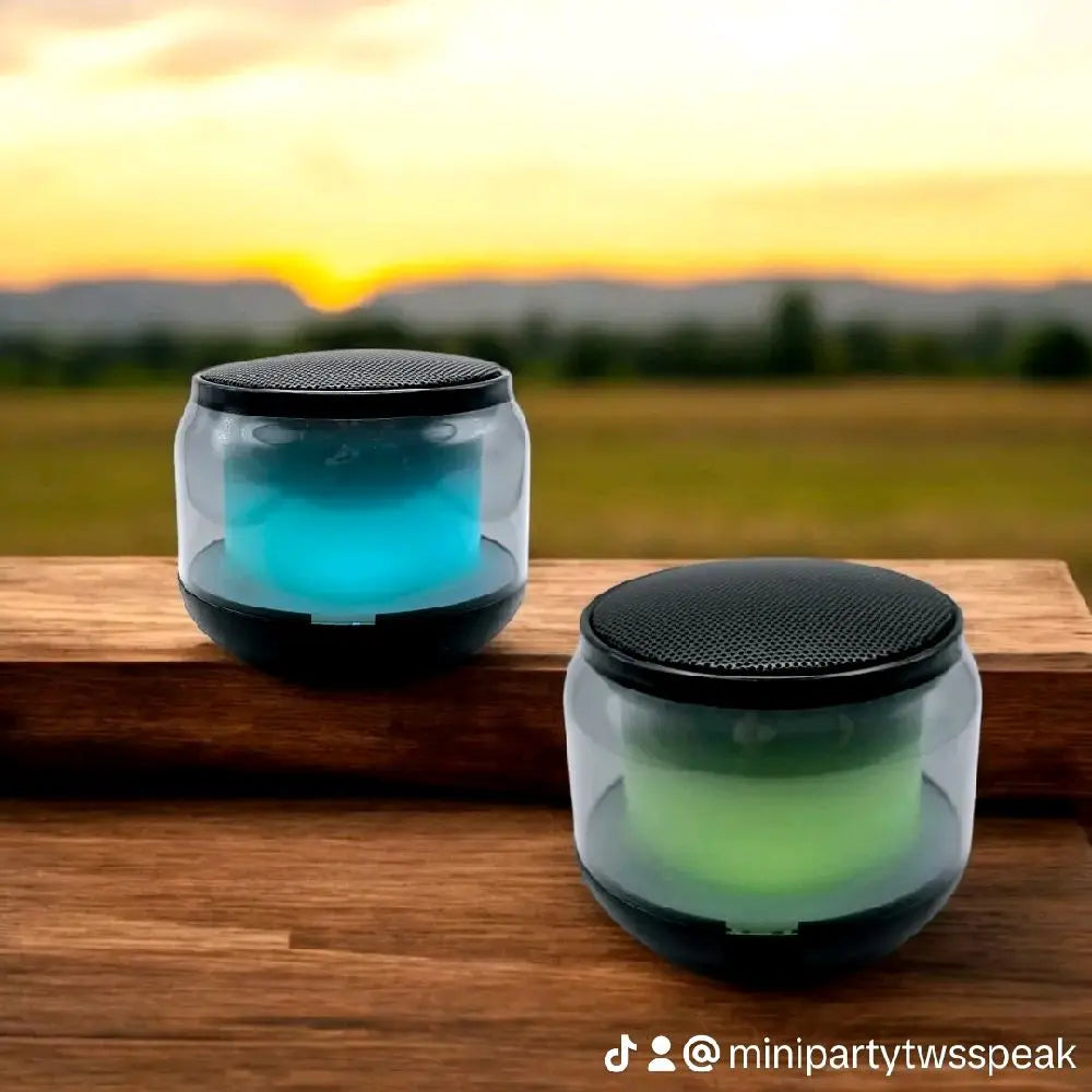 Molaisem 2-Piece Palm Size TWS Bluetooth 5.0 Speakers - Audio, Card-Supported, Rechargeable Battery-Powered Portable Wireless Stereo with Charging Function