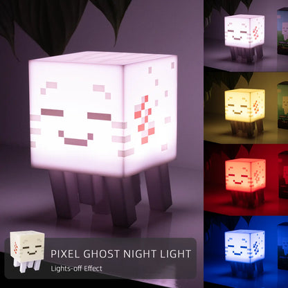 DIYCOM 3D Printed Pixel Ghost LED Night Light, Handmade Lamp with Four Solid Color Modes