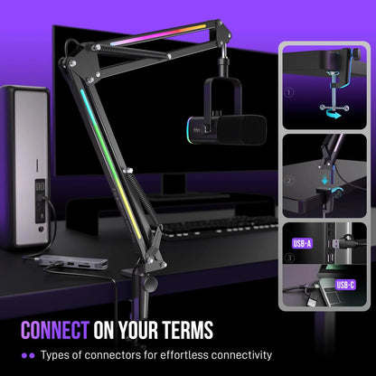 FIFINE BM38 RGB Microphone Boom Arm
