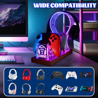 LED Gaming Headphone Stand with Controller Holder