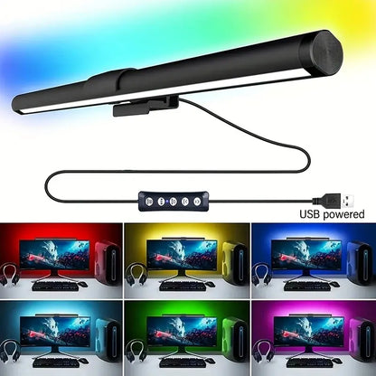 1Pc RGB LED Monitor Light Bar, Usb-Powered, Adjustable Brightness, Multi-Color & White Modes, Atmosphere Lighting, Space-Saving Design for Home Office, Gaming, and Reading - Modern Lighting Solution