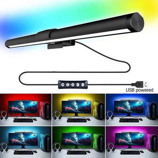 1Pc RGB LED Monitor Light Bar, Usb-Powered, Adjustable Brightness, Multi-Color & White Modes, Atmosphere Lighting, Space-Saving Design for Home Office, Gaming, and Reading - Modern Lighting Solution