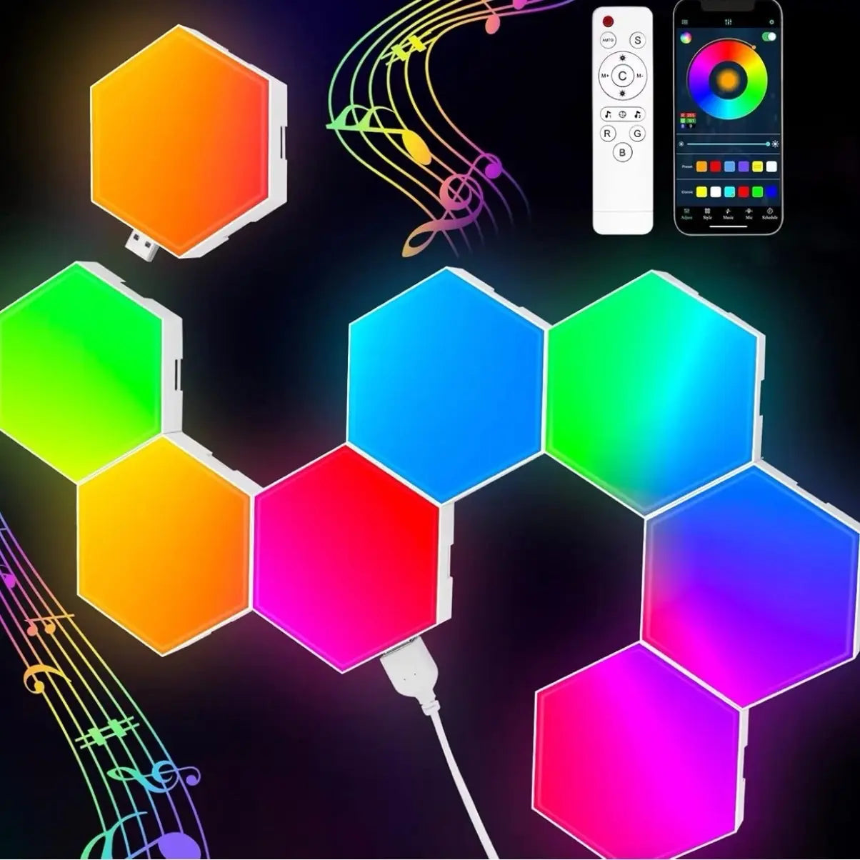 6-Pack Hexagon Lights with Remote