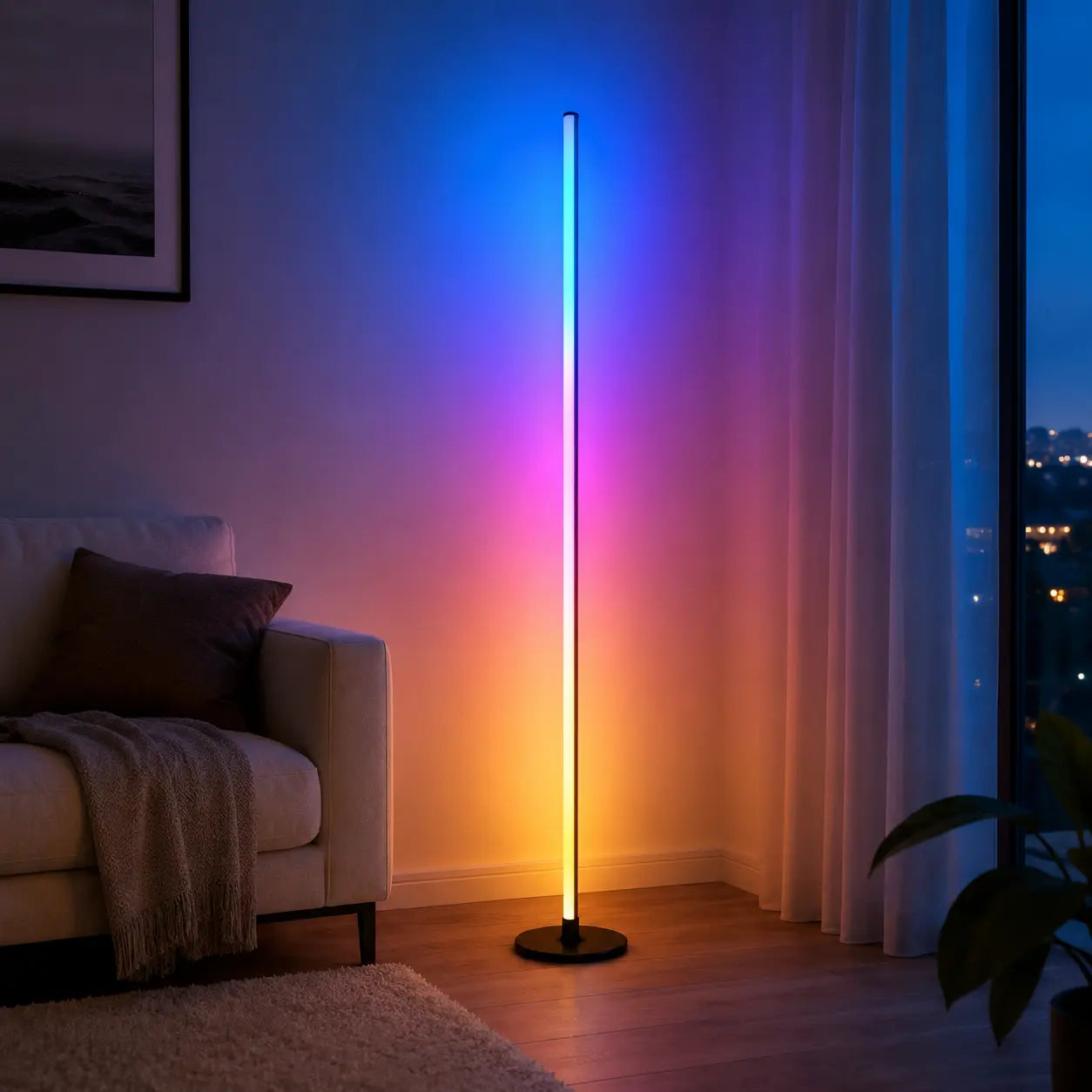 Smart RGB Floor Lamp with 16M Colors & Music Sync – App/Remote Controlled LED