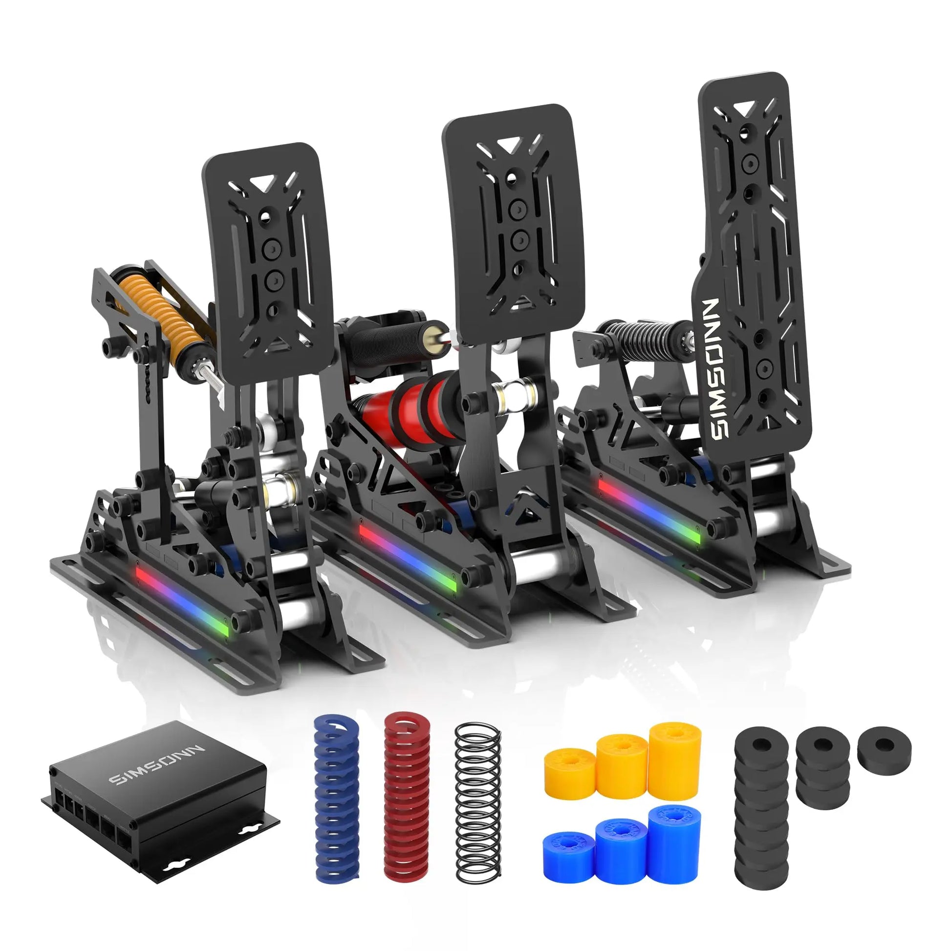 SIMSONN PRO X Ultra Load Cell Hydraulic Sim Racing Pedals - Custom Adjustable Resistance Game Controller for PC, with Haptic Reactor Support (PRO X Ultra P3-H3)
