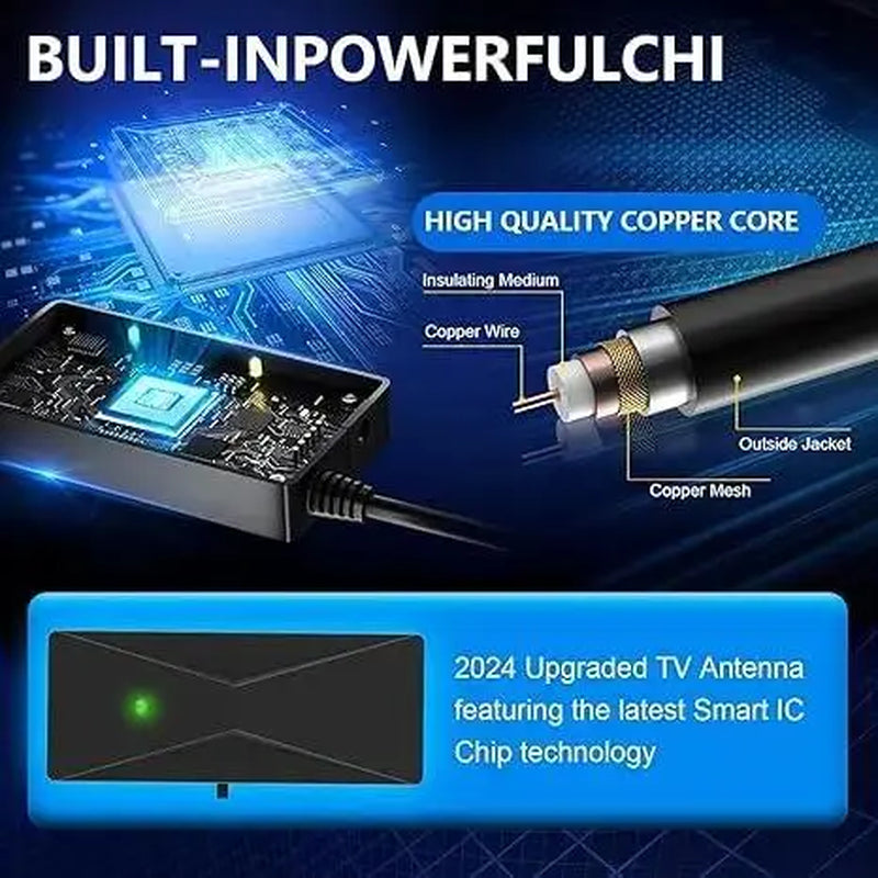 TV Antenna Digital HD Antenna 1080P 4K Ultra HD Indoor Long Range High-Quality Signal for Home Entertainment Full HD NBC ABC HSN