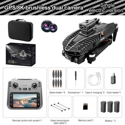 Professional GPS Drone with 4.5" HD LCD Controller, 3000M Remote Control Range, Brushless Motor, Optical Flow Positioning, Ultrasonic Altitude Hold, Surround Flight, One-Key Return, Christmas Gift for Adults & Beginners