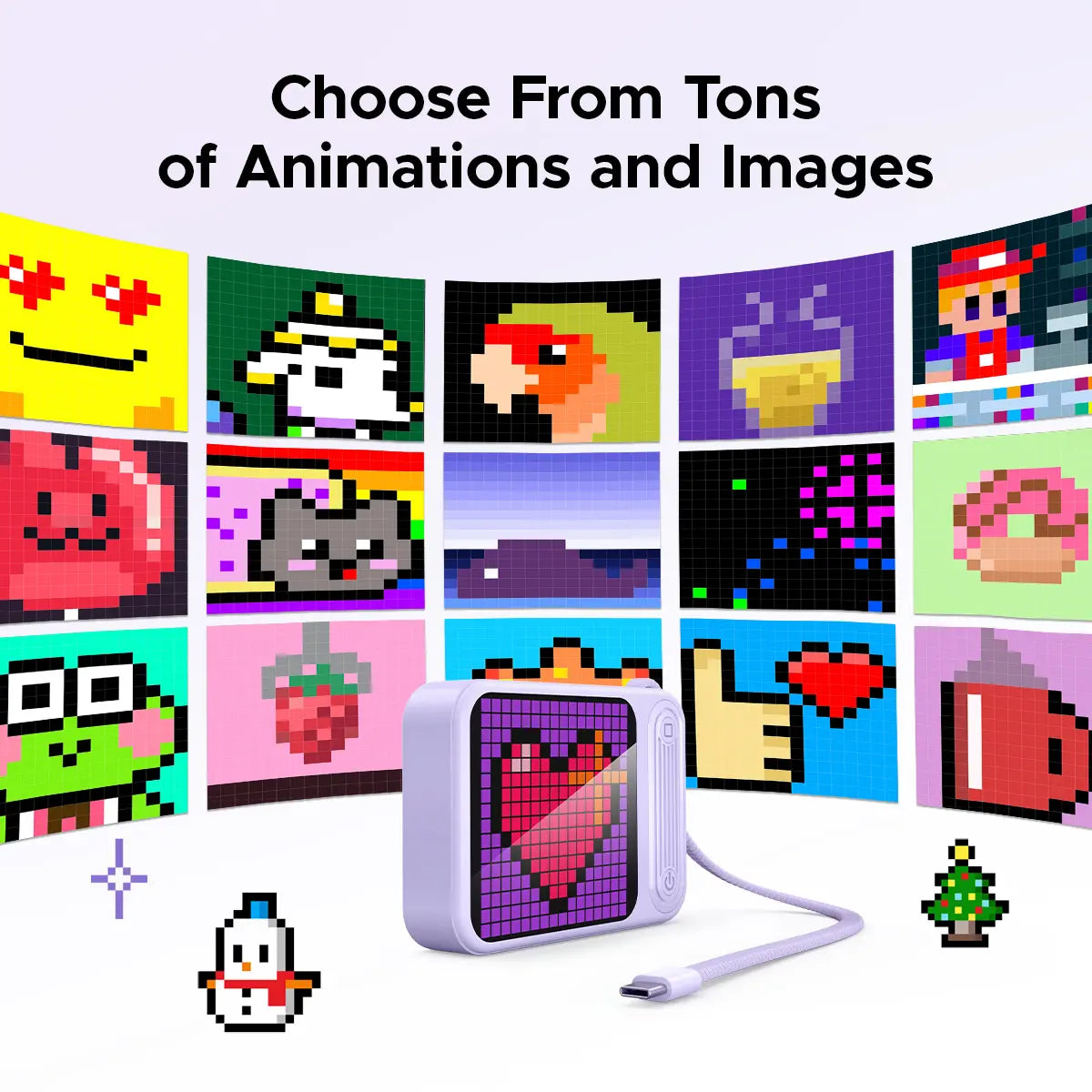 ORICO Mini DIY Pixel Screen Power Bank with Integrated Cable, 25W Fast Charging, and Custom Pixel Art Display – 10000Mah Compact Battery for Iphone & Android-Pc