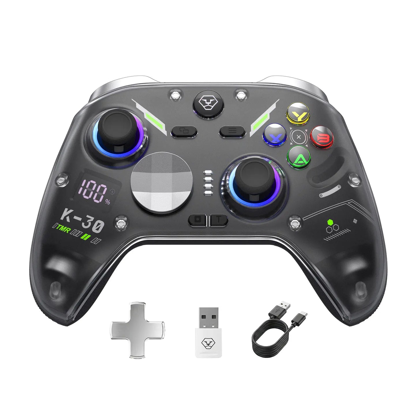 AOLION K30 Wireless Game Controller (Not for Playstation/Xbox) - TMR Anti-Drift Joysticks, Switchable ABXY Layout, Mechanical & Linear Trigger Modes, Dual-Height Thumbsticks, Compatible with Switch, PC, Ipad & Android