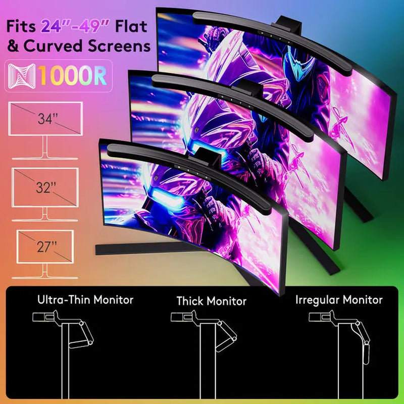 Curved Monitor Light Bar with Dual Control